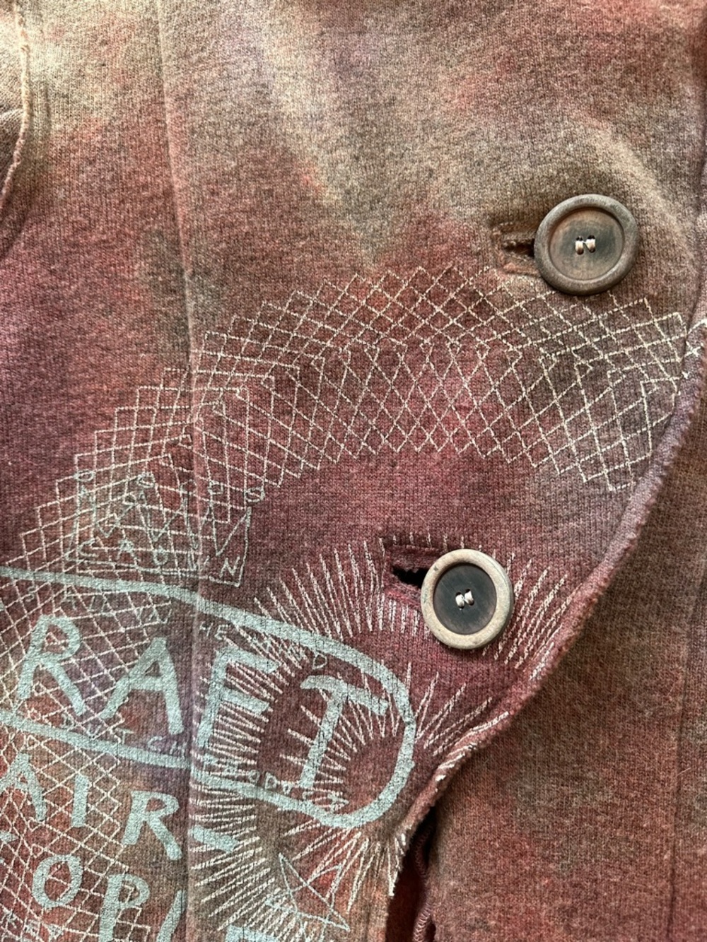 The People Of The Labyrinths wool blend, red and orange mottled-dye jacket - Picture 5 of 15